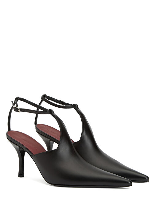 Siyah Deri Topuklu Ayakkabı - Görsel 3