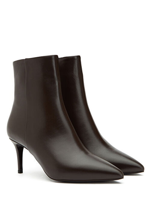 Kahverengi Fermuarlı Kadın Deri Bot - Görsel 3