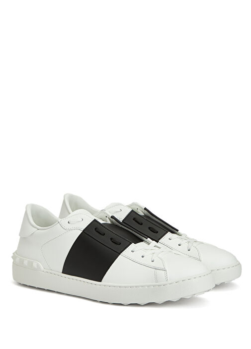 Open Siyah Beyaz Erkek Deri Sneaker - Görsel 3