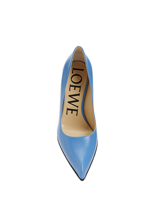 Açık Mavi Deri Stiletto - Görsel 5