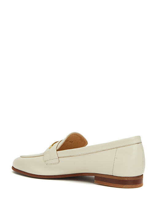 Kırık Beyaz Kadın Deri Loafer - Görsel 4