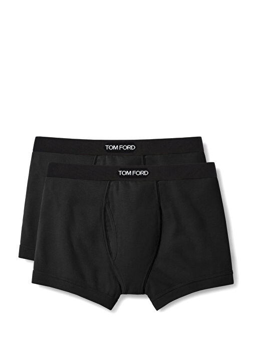 Siyah 2li Logo Bantlı Boxer Set