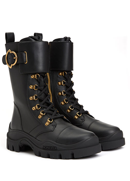 Siyah Logolu Kadın Deri Bot - Görsel 3