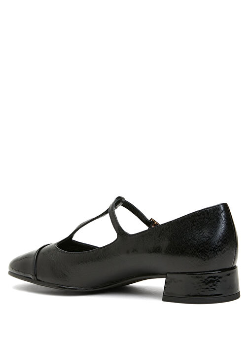 Siyah Deri Topuklu Ayakkabı - Görsel 4