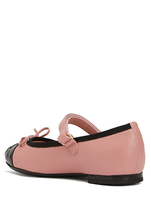 Pembe Siyah Kız Çocuk Deri Babet - Görsel 4