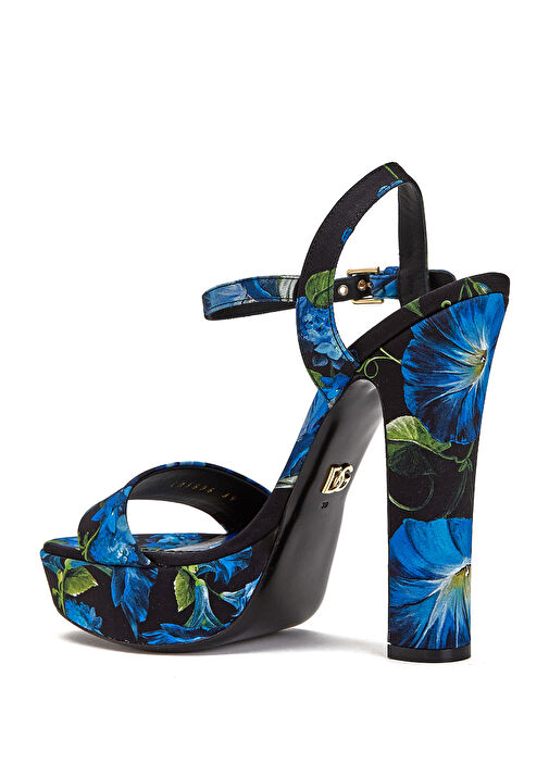 Mavi Desenli Kadın İpek Sandalet - Görsel 4