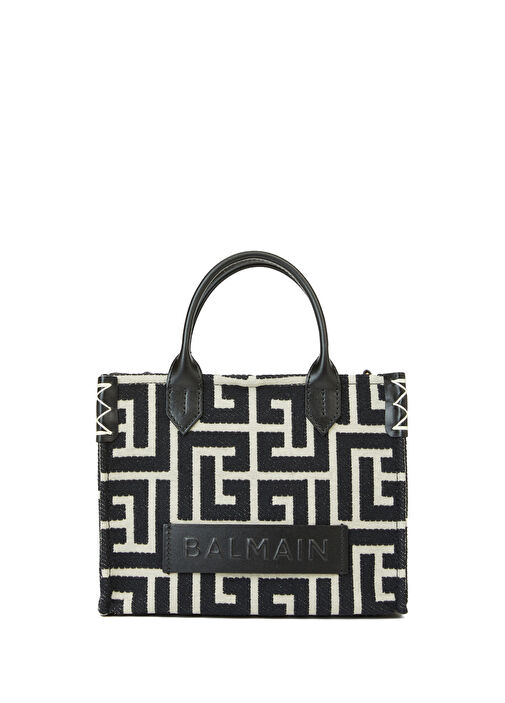 Balmain Siyah-Beyaz Kadın B-Army Small Tote Siyah Beyaz Kadın