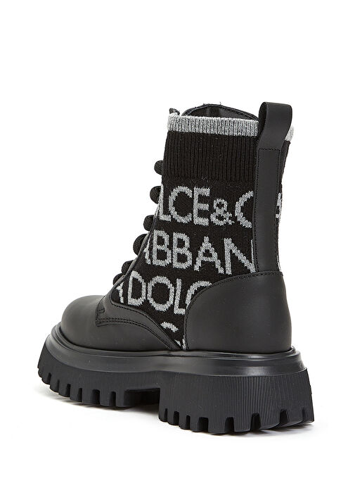 Siyah Gri Logolu Erkek Çocuk Deri Bot - Görsel 4