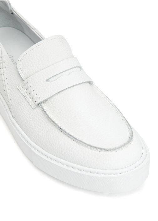 Beyaz Erkek Deri Loafer - Görsel 7