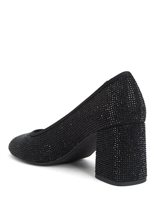 Siyah Taşlı Topuklu Ayakkabı - Görsel 4