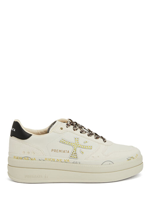 Micol Siyah Krem Kadın Deri Sneaker - Görsel 2