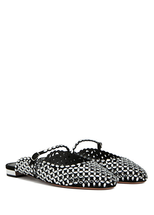 Crystal Sea Siyah Kadın Deri Terlik - Görsel 3
