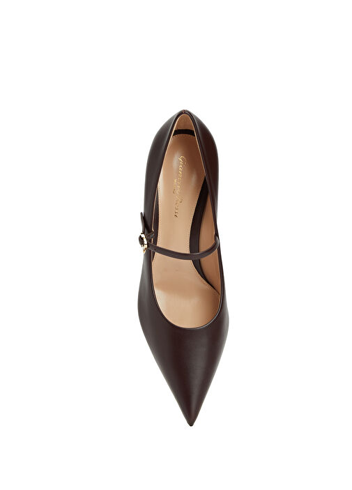 Bordo Deri Topuklu Ayakkabı - Görsel 5