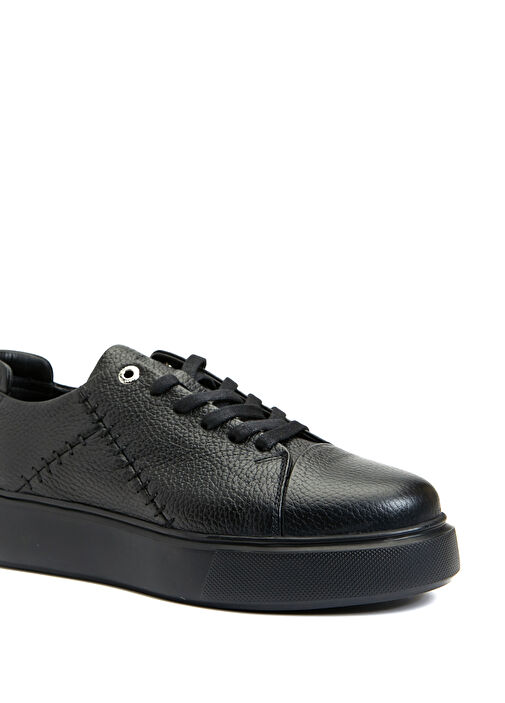 Siyah Kadın Deri Sneaker - Görsel 8