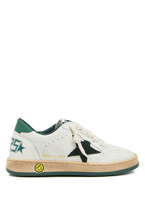 BallStar Beyaz Yeşil Unisex Çocuk Deri Sneaker - Görsel 2