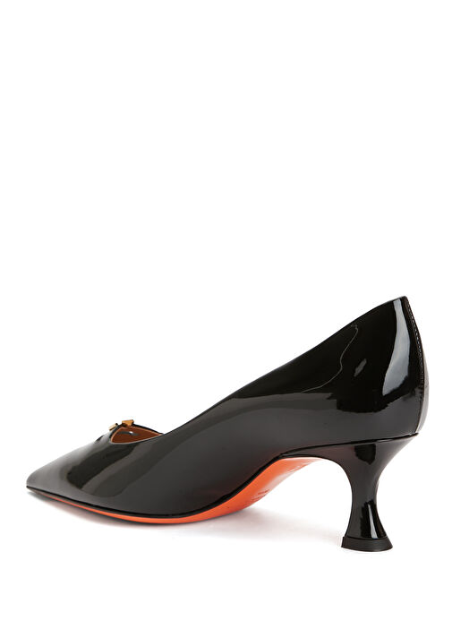 Siyah Deri Topuklu Ayakkabı - Görsel 4