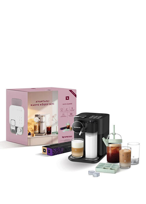 Nespresso - F541 Gran Lattissima Siyah Kahve Köşesi Seti - Siyah