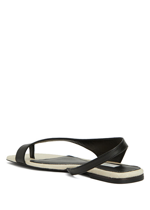 Siyah Krem Kadın Deri Sandalet - Görsel 4