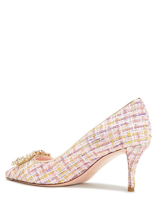 Colorblocked Tweed Dokulu Topuklu Ayakkabı - Görsel 4