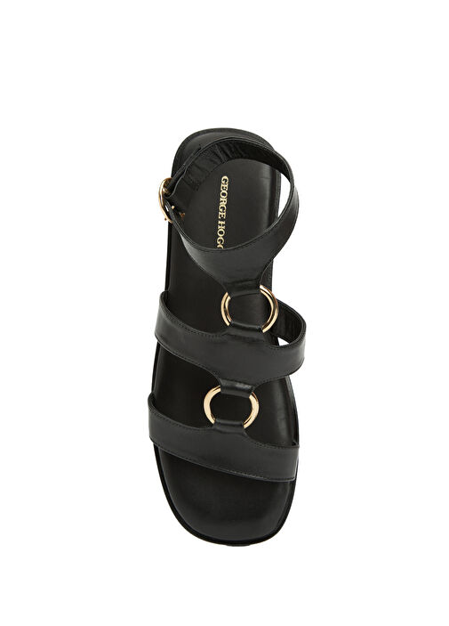 Siyah Kadın Deri Sandalet - Görsel 5