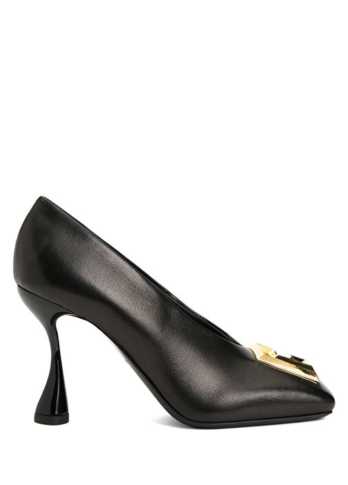Siyah Deri Topuklu Ayakkabı - Görsel 2