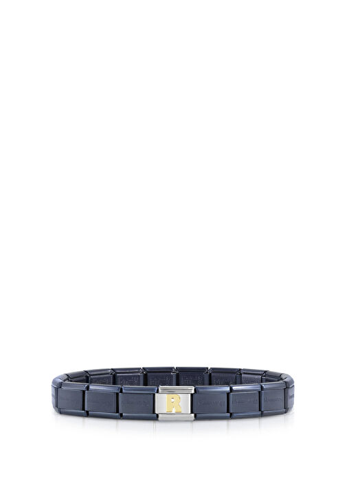 Letter R Nomination Italy Letter R Men İtalyan Charm Koyu Mavi 18