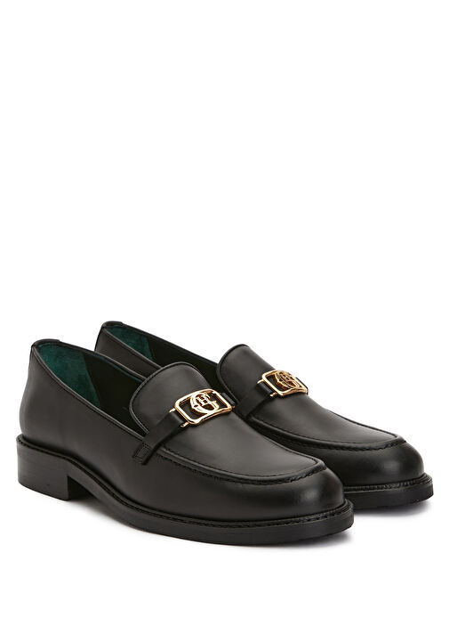 Siyah Tokalı Kadın Deri Loafer - Görsel 3