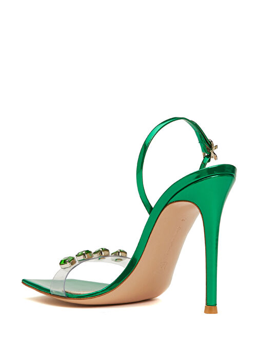 Ribbon Candy Yeşil Kadın Deri Sandalet - Görsel 4