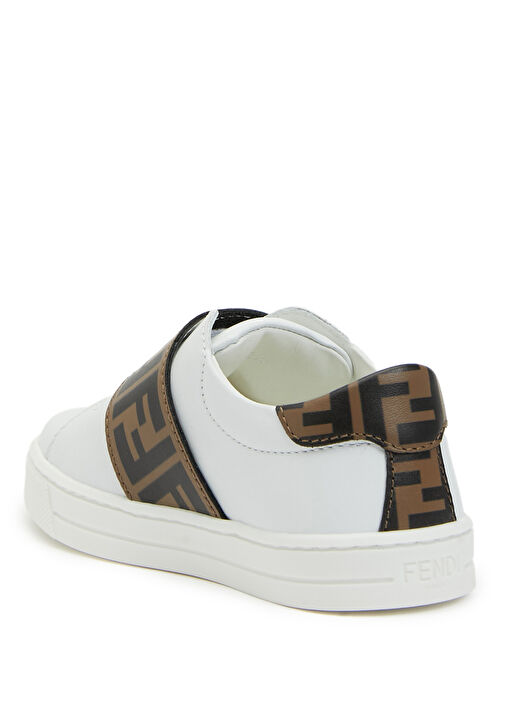 Beyaz Kahverengi Çocuk Deri Sneaker - Görsel 4