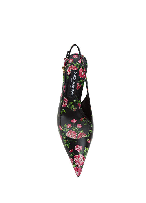 Lollo Pembe Siyah Çiçek Desenli Deri Stiletto - Görsel 5