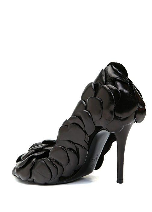 03 Rose Edition Siyah Deri Stiletto - Görsel 4