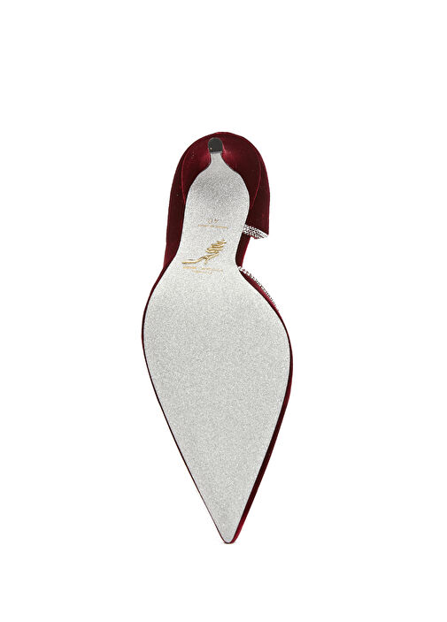 Bordo Kadife Stiletto - Görsel 6