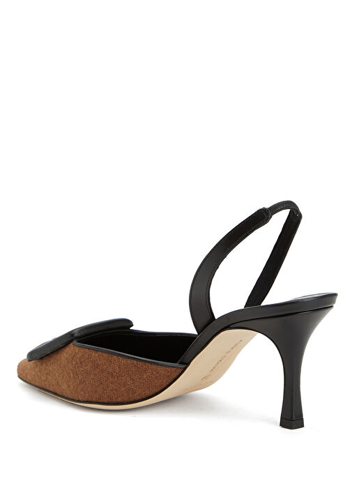 Siyah Kahve Deri Topuklu Ayakkabı - Görsel 4