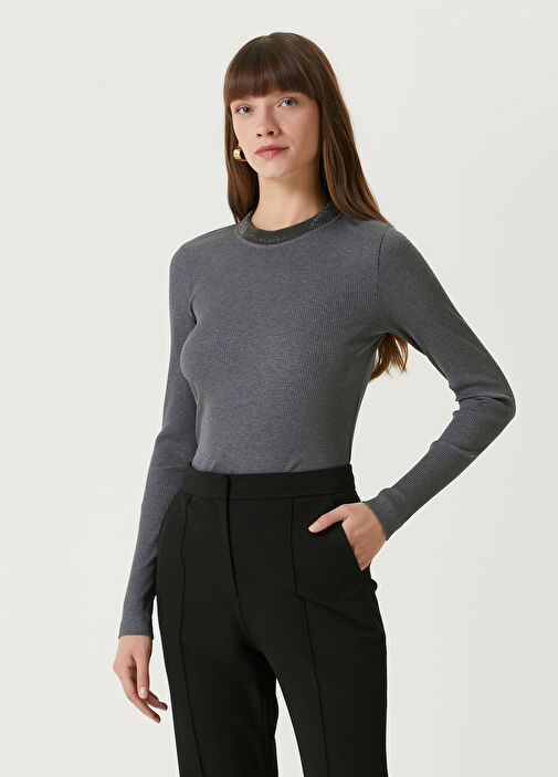 Tシャツ・カットソー BRUNELLO CUCINELLI Women Tops M0TC8EL672 C055 ANTRACITE GREY Sparkling jersey T-shirt for Woman in Anthracite | Brunello