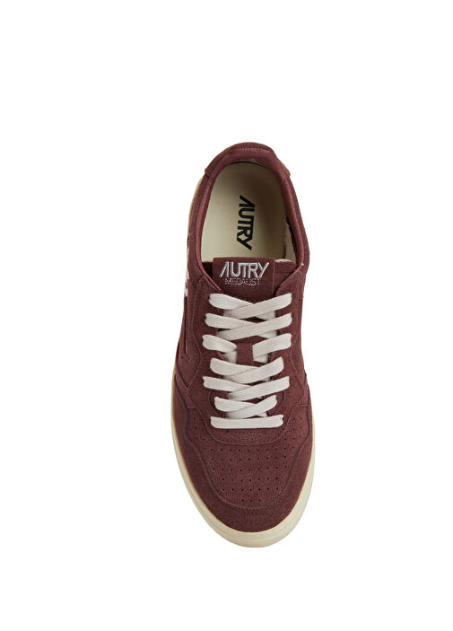 Medalist Bordo Çiçek Nakışlı Kadın Deri Sneaker - Görsel 5