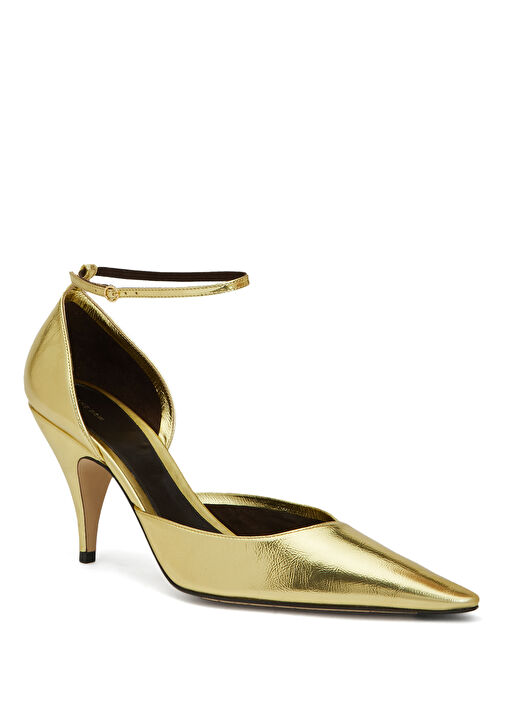 Gold Deri Topuklu Ayakkabı - Görsel 3
