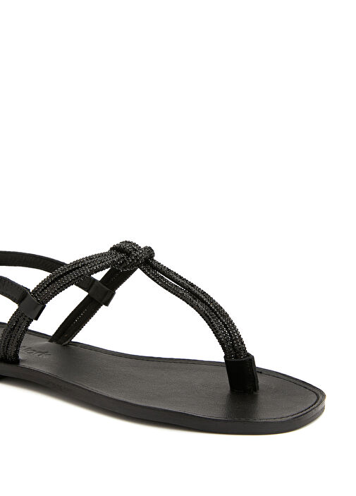 Siyah Kadın Deri Sandalet - Görsel 7