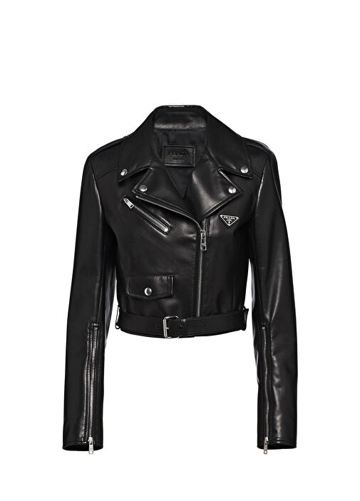 Prada Siyah Kadın Napa Deri Biker Ceket 1531041 | Beymen
