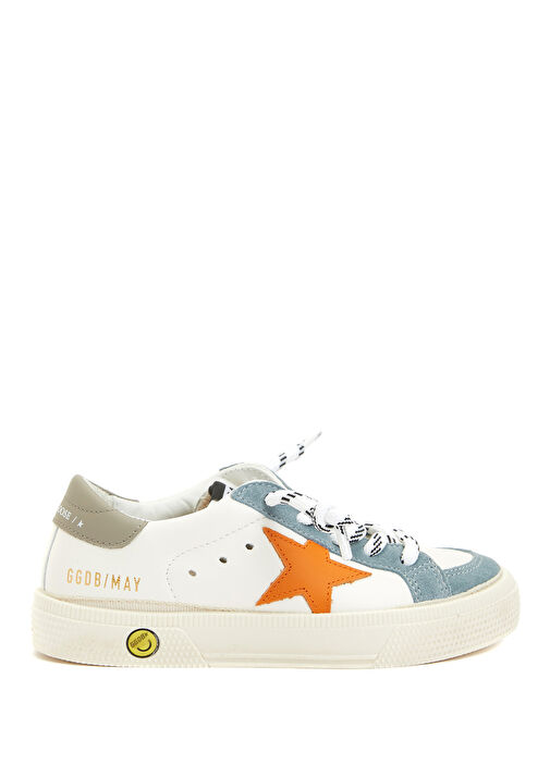 May Haki Beyaz Çocuk Deri Sneaker - Görsel 2