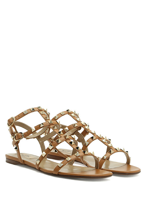 Rockstud Taba Kadın Deri Sandalet - Görsel 3
