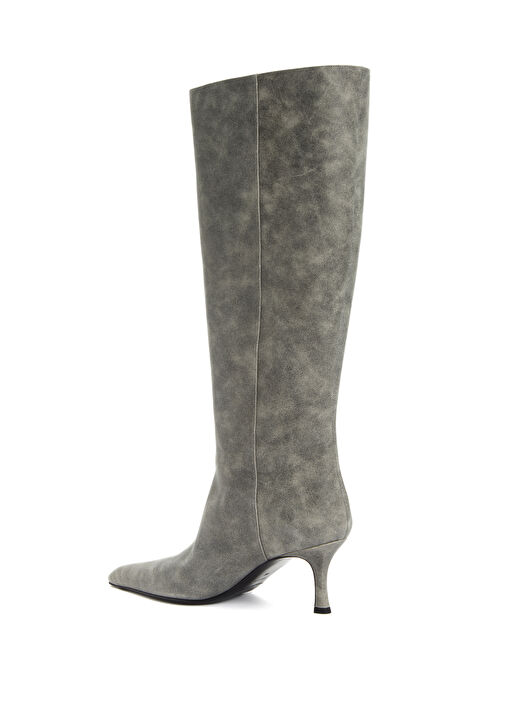 Vera Tube Gri Kadın Deri Çizme - Görsel 4