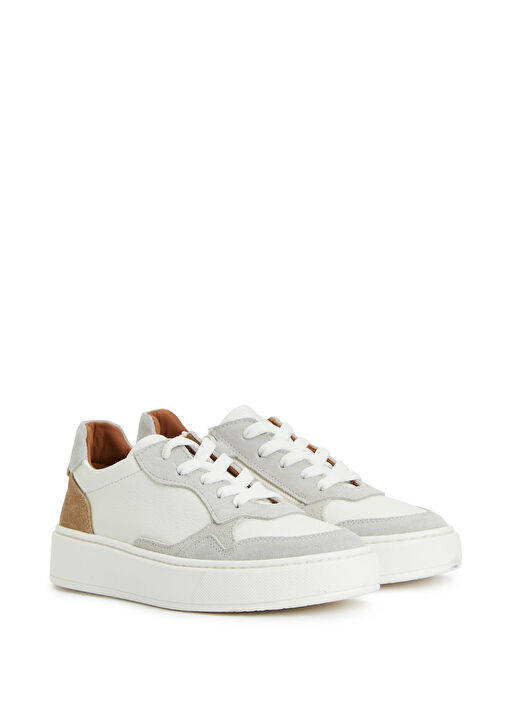 Kırık Beyaz Erkek Çocuk Deri Sneaker - Görsel 3