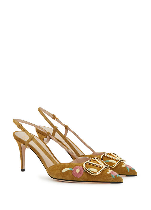 VLogo Açık Kahverengi Süet Topuklu Ayakkabı - Görsel 3