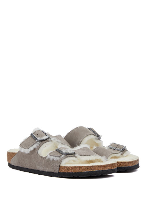 Arizona Shearling Taş Erkek Süet Terlik - Görsel 3