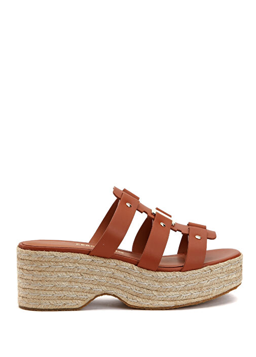 Konyak Logo Tokalı Kadın Deri Terlik - Görsel 2