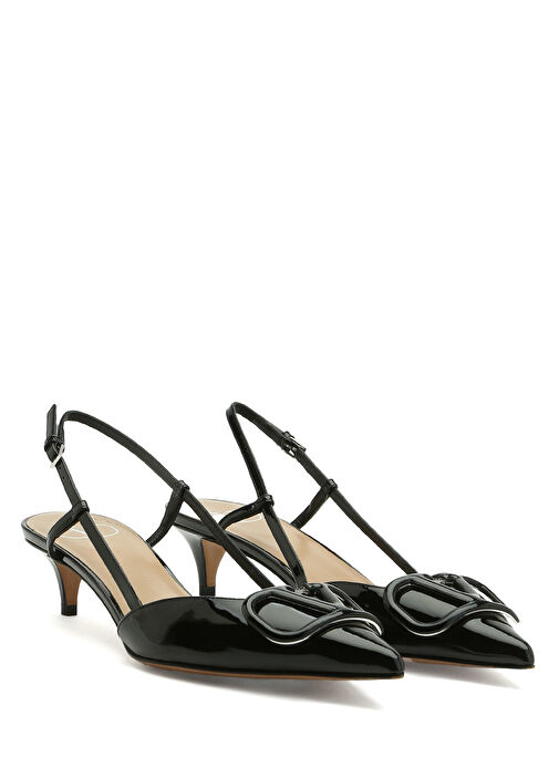 Signature Siyah Deri Topuklu Ayakkabı - Görsel 3