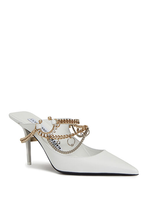 Bing Beyaz Topuklu Deri Terlik - Görsel 3