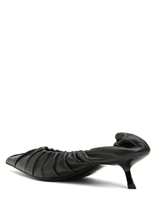 Siyah Deri Topuklu Ayakkabı - Görsel 4