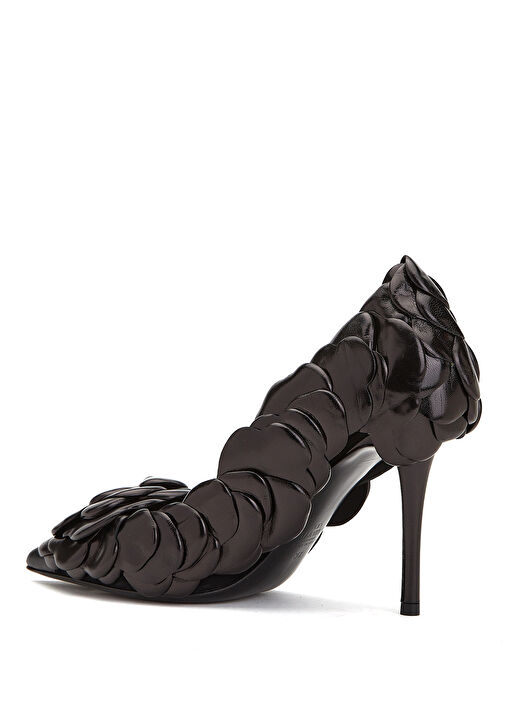 Siyah Deri Stiletto - Görsel 4