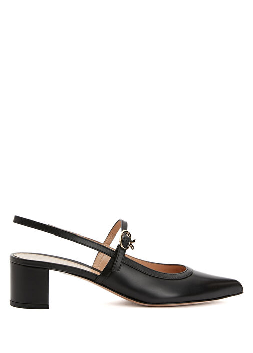 Vitello Siyah Deri Topuklu Ayakkabı - Görsel 2